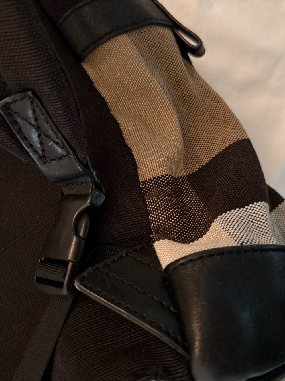 Burberry Brown and Tan Canvas Backpack with Plaid Accentv - Picture 6 of 14
